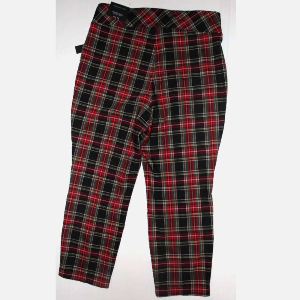 Jones New York Black Red Tartan Plaid Pull-On Slim Leg Pants Plus Sz 1X NWT - Picture 5 of 6